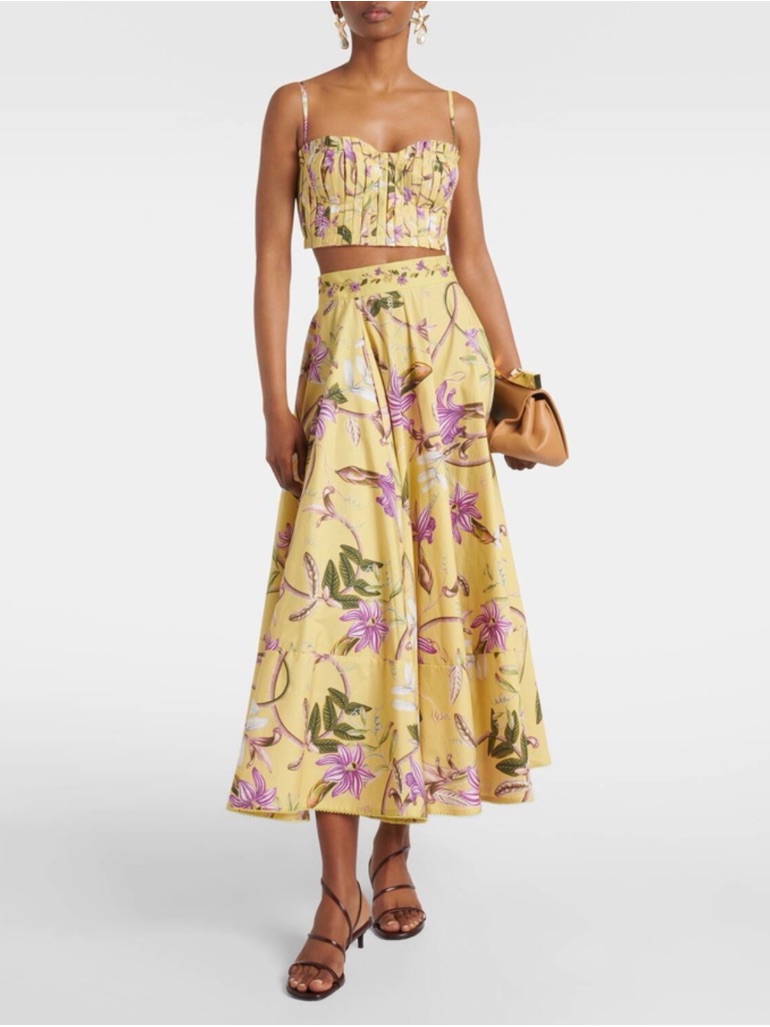 Agua By Agua Bendita Yellow Floral Midi Skirt